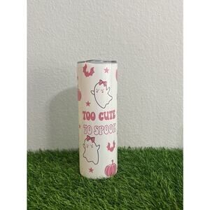 Too Cute To Spook 20oz Spooky Pink Ghosts Pumpkins BatsTumbler Lid‎ StrawCleaner
